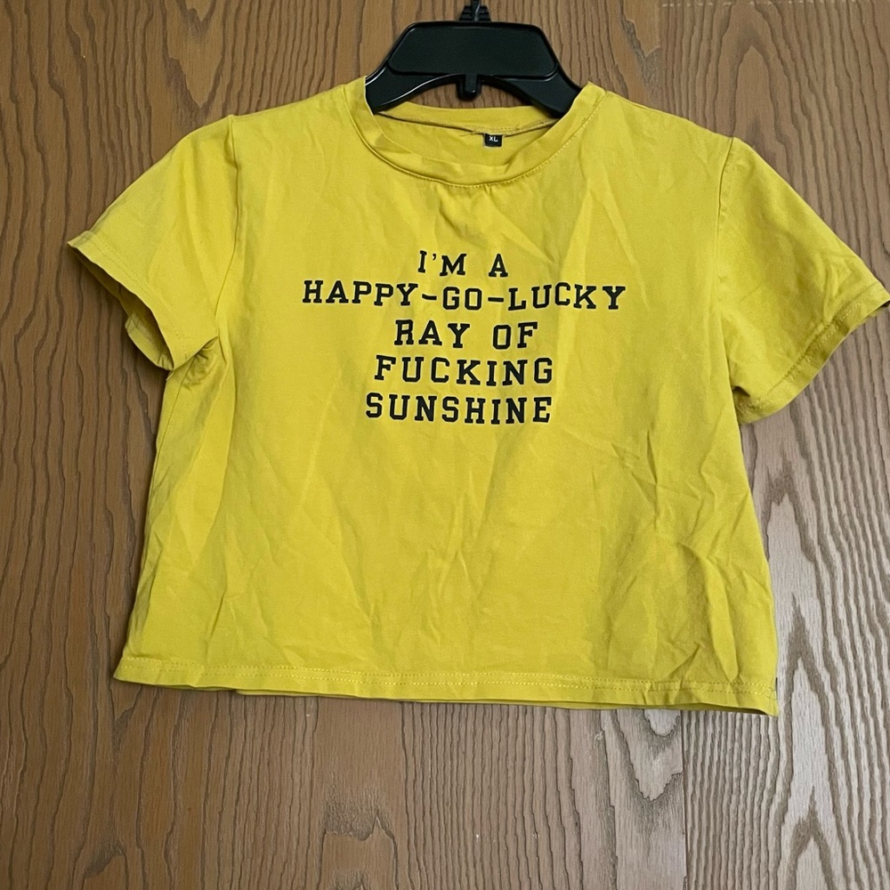 Boutique Mustard Yellow Crop T-Shirt Large